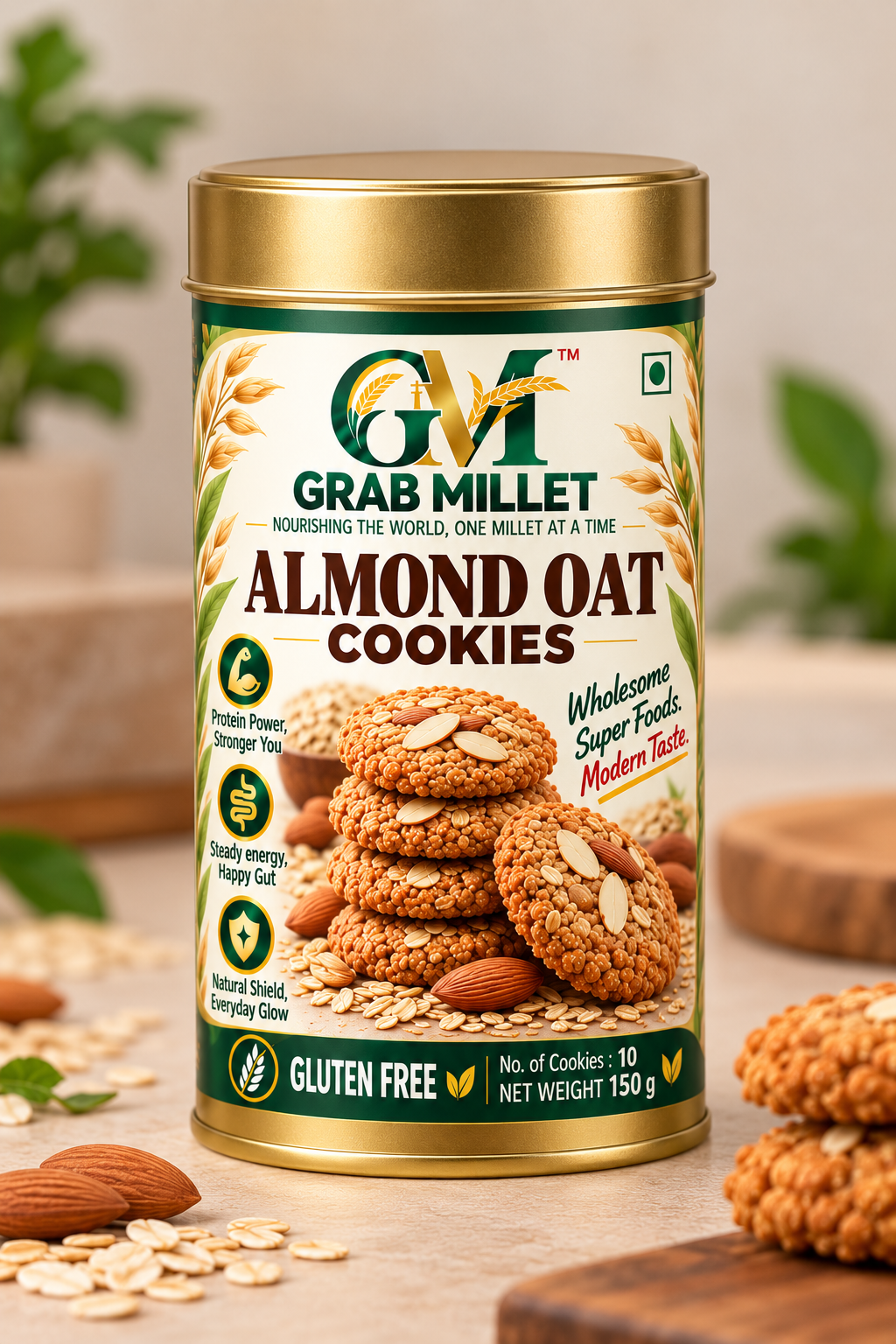 Almond Oat Cookies — 10 cookies · 150 g