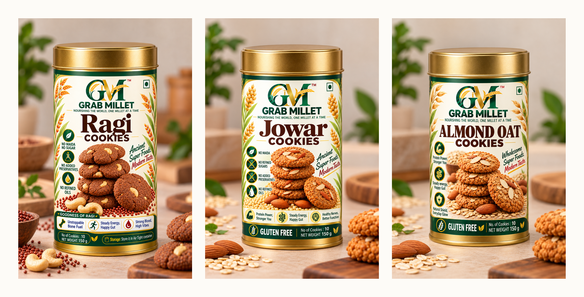 Millet Trio Pack — 3 tins · 30 cookies